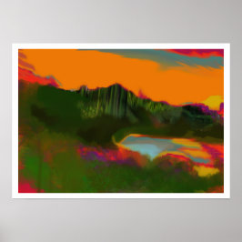 Zomerzonsondergang Abstract landschap Poster