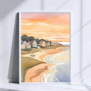 Zomerzonsondergang Martha's Vineyard Aquarel Poster