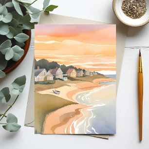 Zomerzonsondergang   Martha's Vineyard Waterverf Briefkaart