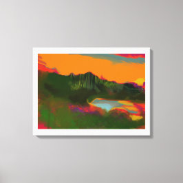 Zomerzonsondergang Tropische scene Canvas Afdruk