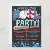 Zomerzwembad Baseball Feest Uitnodiging (Voorkant)