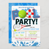 Zomerzwembadtennisfeest Uitnodiging (Voorkant / Achterkant)