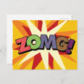 ZOMG Fun Retro Comic Book Pop Art Aankondigingskaart (Voorkant / Achterkant)