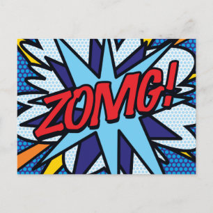 ZOMG Fun Retro Comic Book Pop Art Briefkaart