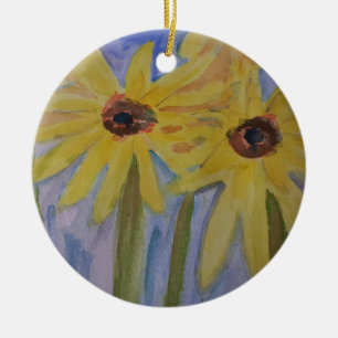 Zomgeel Zonnebloem Keramisch Ornament