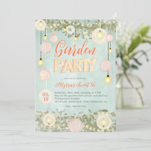 Zomherfst-futtuinfeest Sweet 16 Kaart (Staand voorkant)