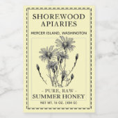 Zomhoning 2x3" Aster en Donkere rand Voedselcontainer Etiket (Enkel label)