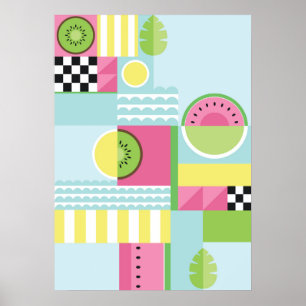 Zomkleurige mozaïekvruchten, watermeloenkiwi poster