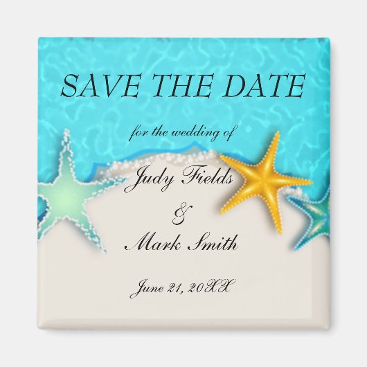 Zomstrand Starfish Save the Date Magnet Magneet (Voorkant)