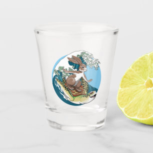 Zomsurfen - Illustratie van schildpadden en konijn Shot Glas