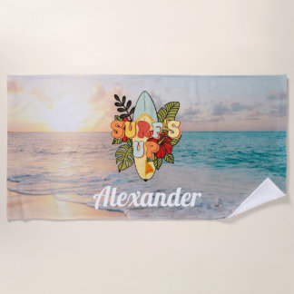 Zomsurfstrandbloemen en tropische bladeren strandlaken