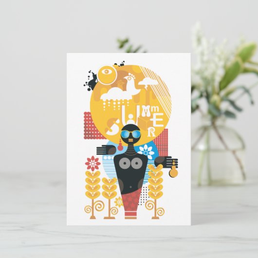 Zomtijd meisje kaart (Staand voorkant)