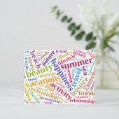 Zomvakantiewoordwolk Briefkaart (Staand voorkant)