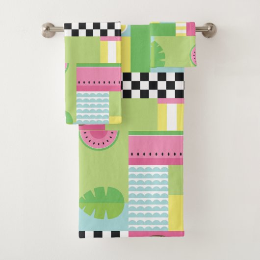 Zomvruchten watermeloen kiwi kleurrijke mozaïek bad handdoek (Insitu)