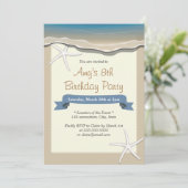 Zomzomersthema Starfish Birthday Invitations Kaart (Staand voorkant)