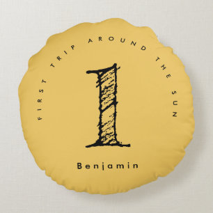 zon 1e verjaardag waterverf zon foto rond kussen