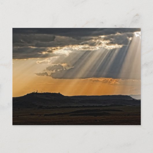 Zon aan de Masai Mara. Briefkaart (Voorkant)