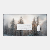 Zon achter spruce-bomen bureaumat (Keyboard & Muis)