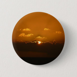 Zon Achter Wolken I Oranje Zonsondergang Foto Ronde Button 5,7 Cm