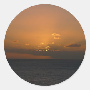 Zon achter wolken II Zeegezicht Ronde Sticker