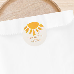 Zon Baby Shower Bedankt Ronde Sticker
