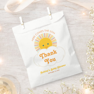Zon Baby Shower Hier Komt de Zoon Dank Je Wolken Bedankzakje