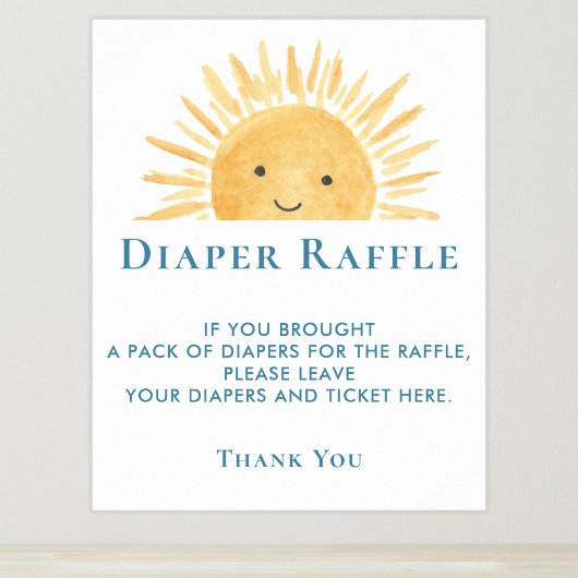 Zon Baby shower Luier Raffle Teken Poster