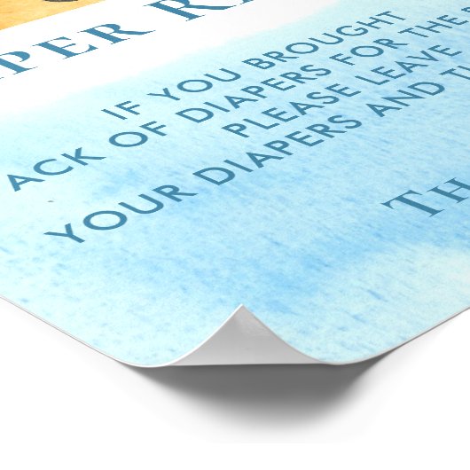 Zon Baby shower Luier Raffle Teken Poster (Hoek)