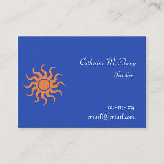 zon, blauw visitekaartje (Voorkant)