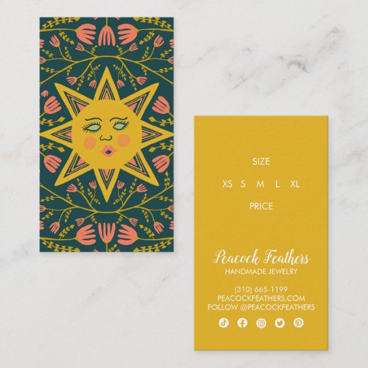 Zon & Bloemen Prijs Maat CUSTOM Hang Label (Voorkant / Achterkant)