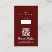 Zon & Bloemen Prijs Maat QR Code CUSTOM Hang Label (Achterkant)