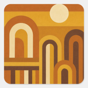 Zon & Bogen Mid Century Modern Geometrisch Ontwerp Vierkante Sticker