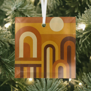 Zon & Bogen Midden Eeuw Modern Geometrisch Ontwerp Glas Ornament