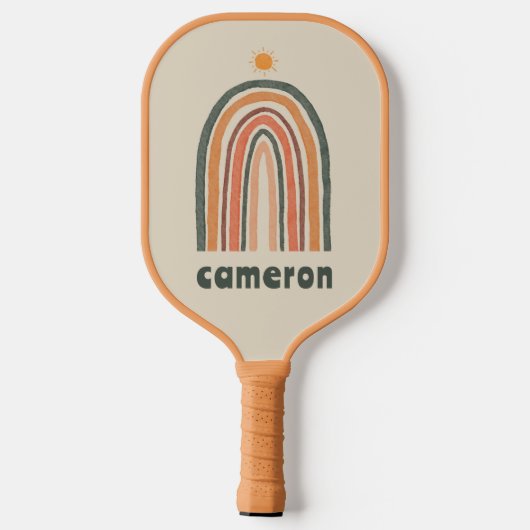 Zon boven een regenboog pickleball paddle (Achterkant)