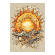 Zon Boven Ons Zon Illustratie Print, Poster