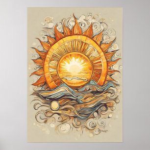 Zon Boven Ons Zon Illustratie Print, Poster