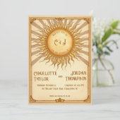 zon bruiloft uitnodiging in warme tinten (Staand voorkant)