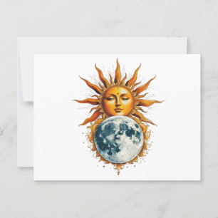 Zon die haar maan omhelst briefkaart