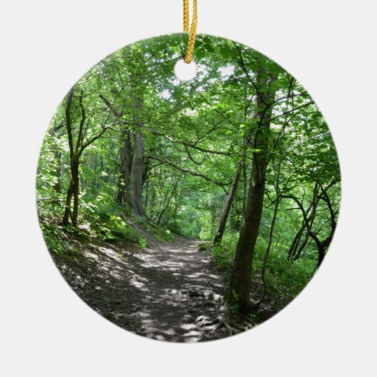 Zon door de bomen keramisch ornament (Voorkant)