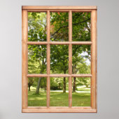 Zon door het Uitzicht van Bomen van een Venster Poster (Voorkant)