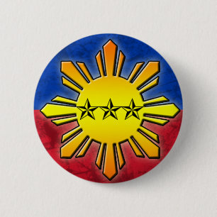 Zon en 3 sterren ronde button 5,7 cm