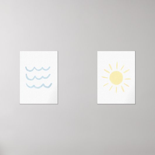 Zon en golfmuur kunst set van 2 poster (Voorkant)