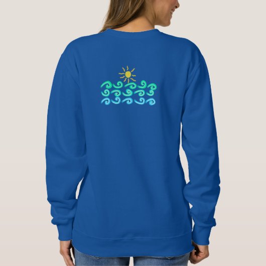 Zon en golven Abstracte Wearable Kunst Trui (Achterkant)