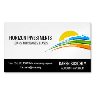 Zon en kleurverfpenseel magnetisch visitekaartje