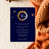 Zon en Maan Elegant Monogram Huwelijk Kaart