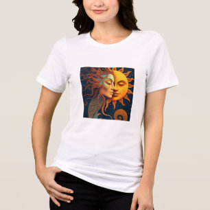 Zon- en Maan Gezicht T-shirt – Hemelse Kunst T-shi