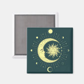 Zon en maan hemelontwerp met maanfasen magneet (Voorkant / Achterkant)