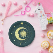 Zon en maan hemelontwerp met maanfasen papieren bordje (Feest)