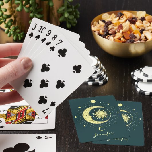 Zon en maan hemelontwerp met maanfasen pokerkaarten (Insitu)