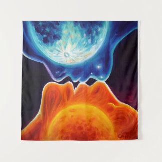 Zon en maan kussen wandkleed